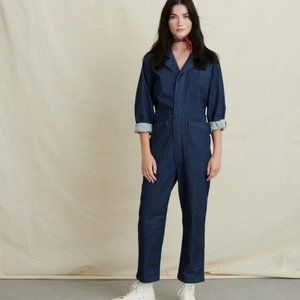 ALEX MILL Womens Standard Jumpsuit in Indigo Cotton Twill - Small
